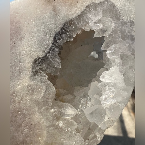 Pink Amethyst Quartz Crystal Druzy Moon with Portal - Picture 3 of 11